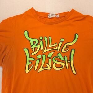 Billie Eilish Casual Short Sleeve Crew Neck T Shirt Adult Mens Size L Orange
